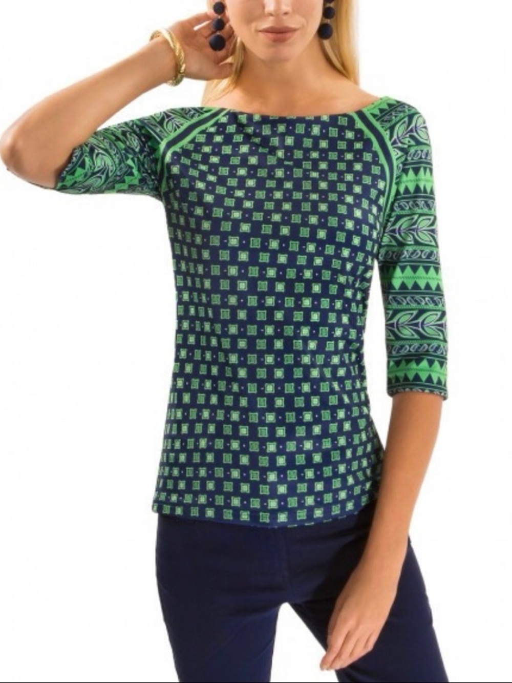 Gretchen Scott Designs Jersey Tee Topper, Kanga Print, EUC